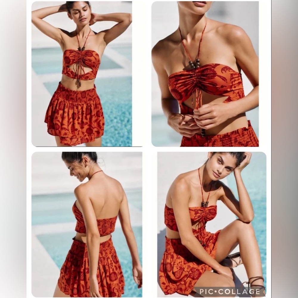 Anthropologie 2 piece cropped top and skirt set. NEW. Sz Large. Vacation ready!